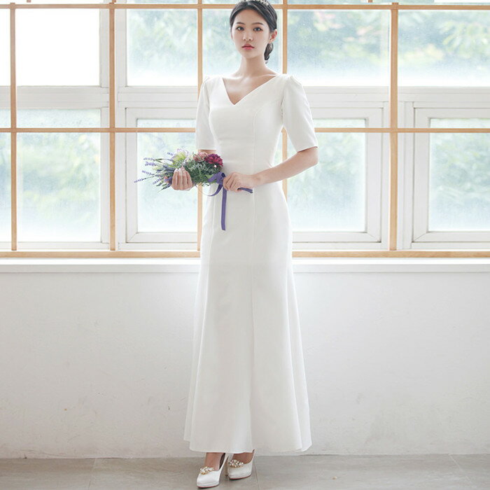 ウエディングドレス 袖あり 二次会 マーメイドライン 海外挙式 前撮り 後撮り 花嫁二次会 大きいサイズ 結婚式 ブライダル 披露宴 パーティードレス ロングドレス エンパイア