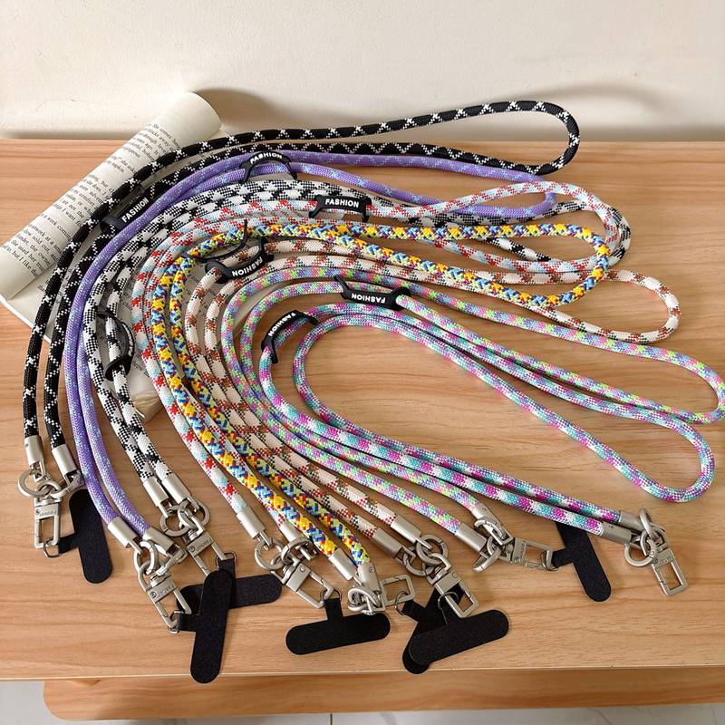 「8MM」スマホショルダー 全機種対応 スマホショルダーストラップ 太め 丈夫 120cm ストラップホルダー スマホショルダー 紐 太め ひも ロープ ストラップ 挟む 斜めがけ スマホストラップ iphone Xperia Galaxy aquos 携帯ショルダー