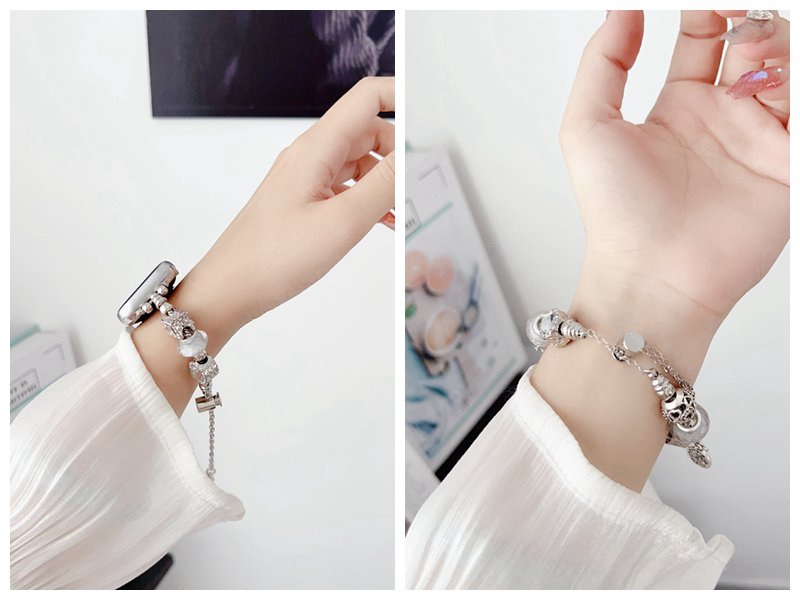 apple watch バンド レディース おしゃれ Series9 8 7 6 5 4 3 2 1 SE se2 アップルウォッチ バンド チェーン 韓国 Series10 46mm 44mm 40mm 38mm 42mm 45mm 49mm ステンレス製バンド バンド交換 大人可愛 調整工具不要 装着簡単