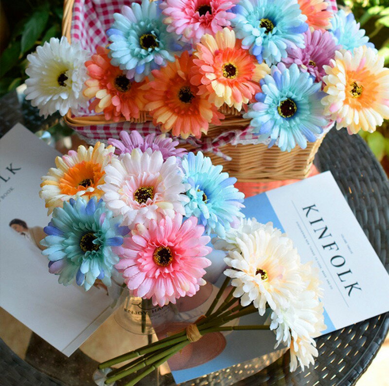 【5本セット】造花 枯れない花 アーティフィシャルフラワー 菊の花 フェイクフラワー 結婚式 DIY パーティー 撮影 美術館 ホーム 庭園 キッチン オフィス 喫 パーティー 部屋 飾り 人工植物 観賞植物