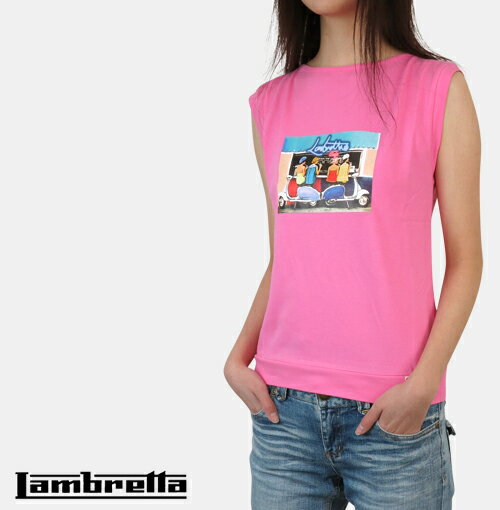 ランブレッタ Lambretta スクーター ガールズ ノースリーブ Tシャツ タンクトップ レディース Scooter Girls No Sleeve T-Shirt ラインストーン ピンク Pink 英国 UK モッズファッション lwk7113pink *s *m *l ギフト トラッド