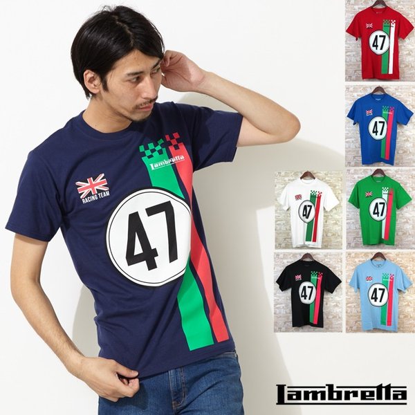 Lambretta Tシャツ 7色 レーシング チーム 47 ランブレッタ メンズ ギフト トラッド