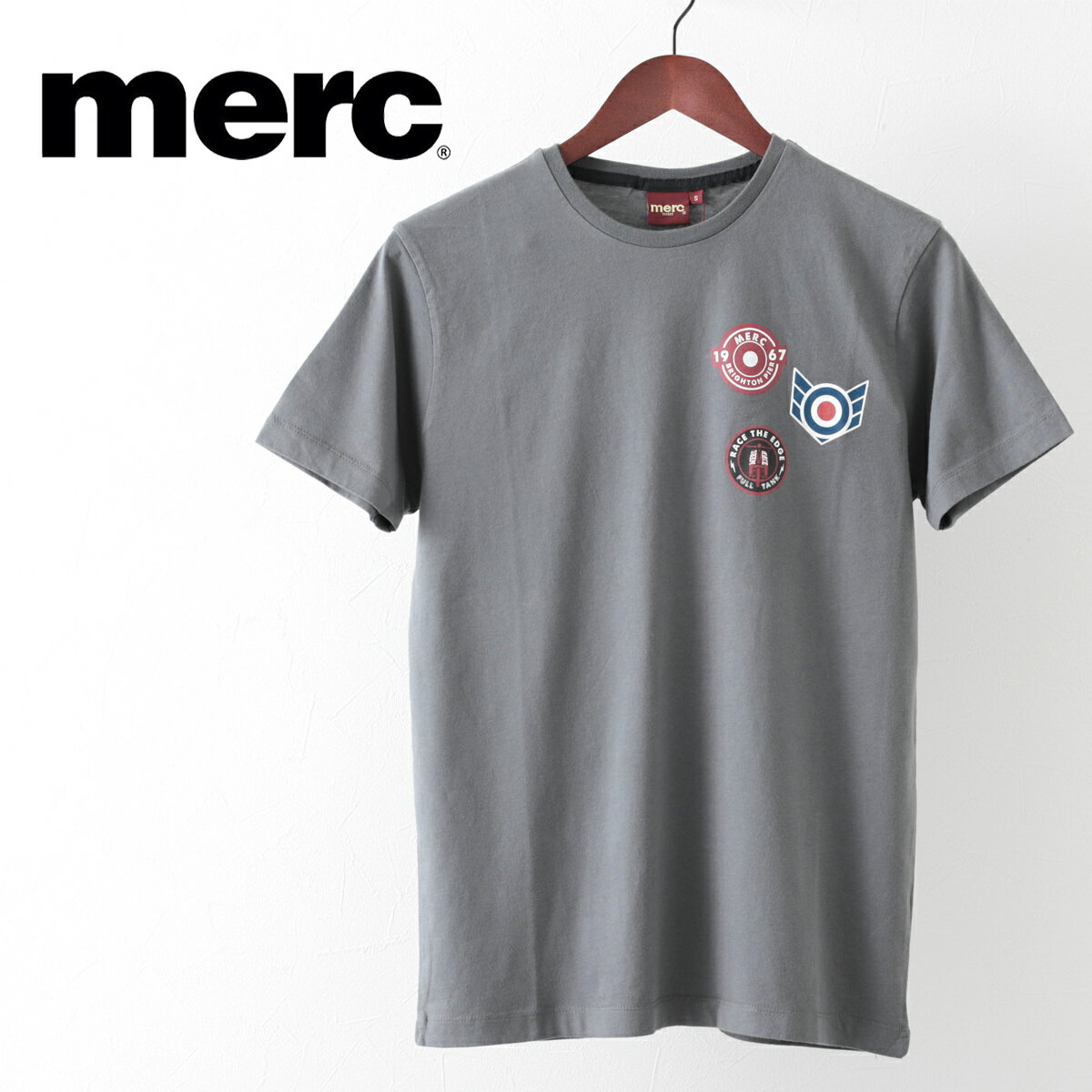 メルクロンドン メンズ Tシャツ Merc London バッジ グラフィック チャコール モッズファッション ギフト トラッド