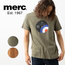 SALE セール メルクロンドン メンズ プリントTシャツ オーガニックコットン 新色 レコードグラフィックプリント Merc London カーキ サンセット...