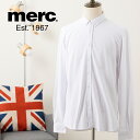 メルクロンドン ピケ素材 長袖シャツ Merc London ボタンダウン ホワイト ティップライン トリコロール モッズファッション ギフト プレゼント トラッド メンズ