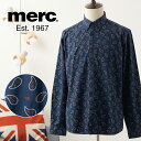 メルクロンドン ペイズリー柄 長袖シャツ Merc London コットン ブルー ボタンダウン モッズファッション ギフト プレゼント トラッド メンズ