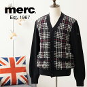 メルクロンドン チェックニットカーディガン Vネック Merc London ブラック タータンチェック トップス ミドルウェイト 上着 モッズ シンプル チェ...