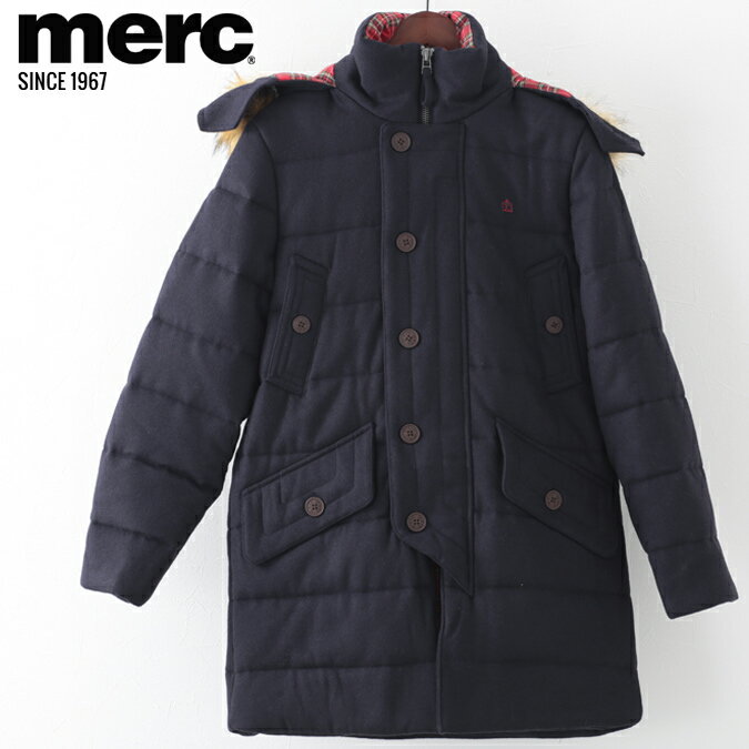 メルクロンドン メンズ コート キルティング ウール パーカ Merc London ダークネイビー Coat コート モッズファッション ギフト トラッド