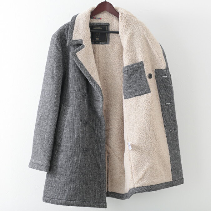 メルクロンドン メンズ オーバーコート ツイード ヘリンボーン ウール Merc London ダークグレー Coat コート モッズファッション ギフト トラッド