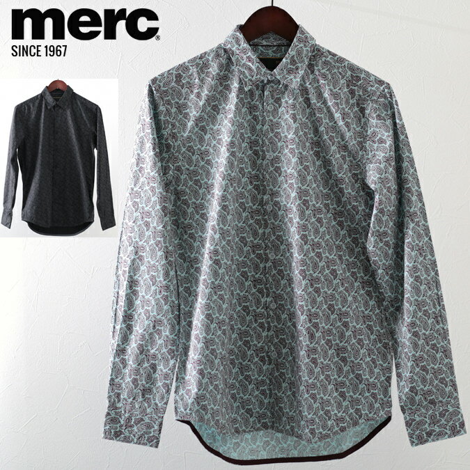 メルクロンドン メンズ 長袖シャツ Merc London ペイズリー 2色 スカイ ブラック W1 プレミアム モッズファッション ギフト トラッド