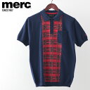 メルクロンドン メンズ ポロシャツ ポロ タータンチェック ニット Merc London ネイビー モッズファッション ギフト トラッド