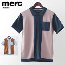 メルクロンドン メンズ ポロシャツ ポロ ニット 切替 Merc London 2色 ダークブルー スカイ モッズファッション ギフト トラッド