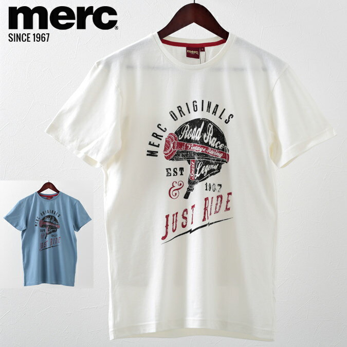 メルクロンドン メンズ Tシャツ Merc London ヘルメット グラフィック 2色 クリーム ヴィンテージブルー モッズファッション ギフト トラッド