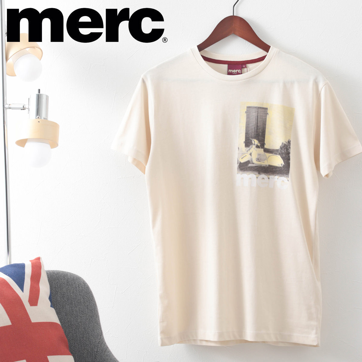 メルクロンドン メンズ Tシャツ スクータープリント Merc London アイボリー レトロ モッズファッション プレゼント ギフト