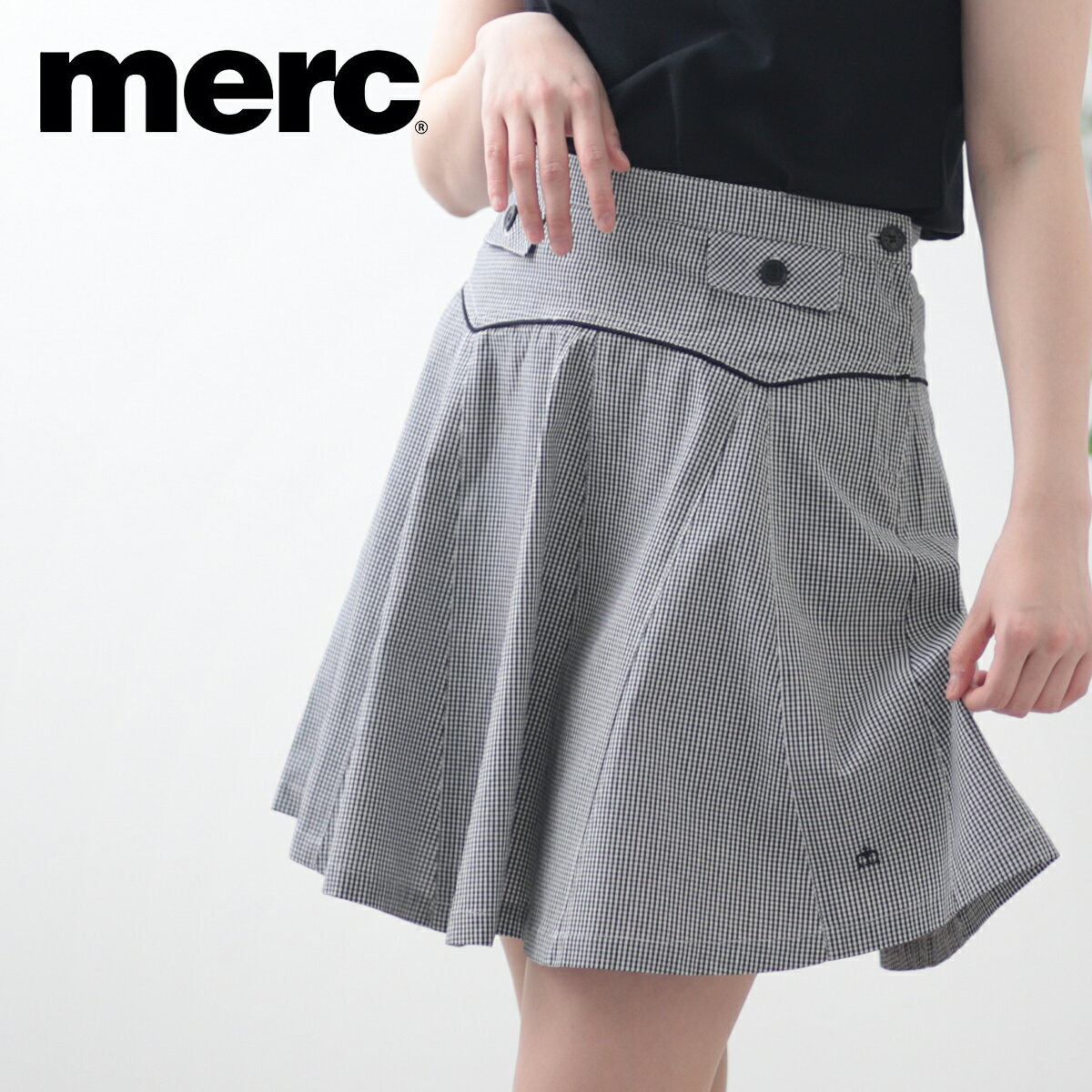 メルクロンドン レディース スカート Merc London プリーツ ブラック チェック柄 コットン 女性 モッズ ギフト