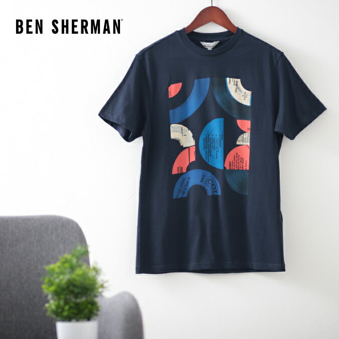 ベンシャーマン メンズ Tシャツ ターゲットマーク レコード 20s Ben Sherman ダークネイビー レギュラーフィット ギフト トラッド