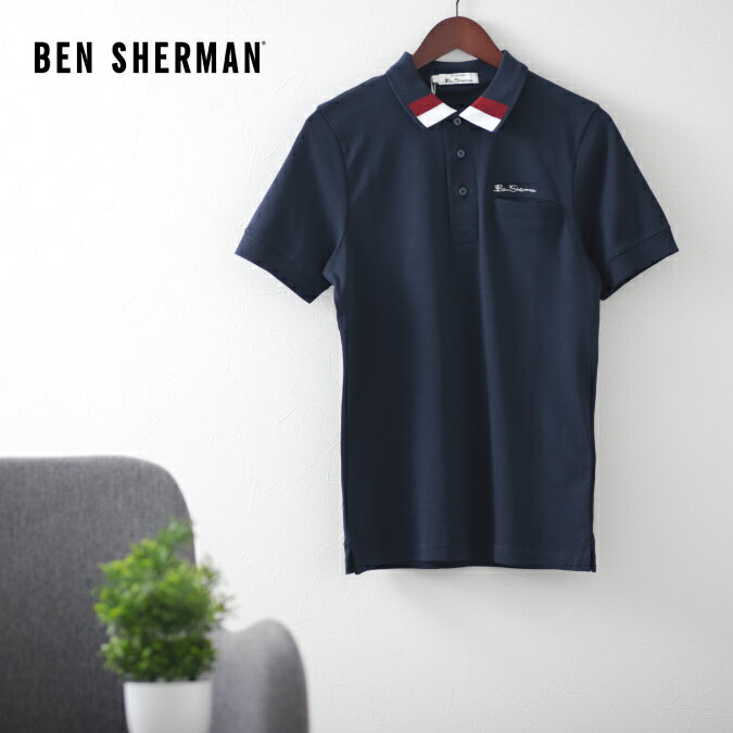 ベンシャーマン メンズ ポロシャツ ポロ トリム クリーン 20s Ben Sherman ダークネイビー スリムフィット ギフト トラッド