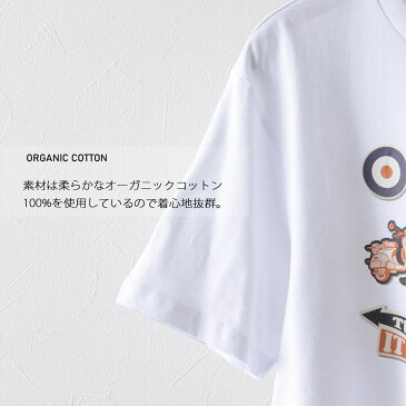 Ben Sherman ベンシャーマン メンズ Tシャツ ステッカーパックプリント 2021 新作 半袖 ホワイト オーガニックコットン レギュラーフィット イギリス ギフト トラッド