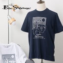 Ben Sherman ベンシャーマン グラフィック プリント Tシャツ 半袖 2024 新作 ダークネイビー ホワイト オーガニックコットン シンプル サマー スクーター ベスパ レギュラーフィット クルーネック ユニセックス イギリス ギフト トラッド メンズ