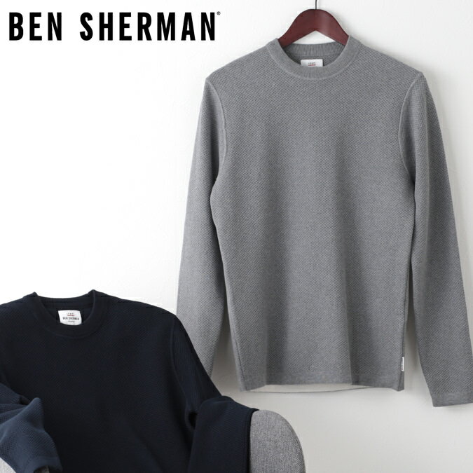 ベンシャーマン メンズ ニット Ben Sherman エアテックス カットソー ニット 2色 ダークネイビー スティール ギフト トラッド