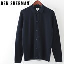 ベンシャーマン メンズ ニット Ben Sherman テクスチャード ニット ポロ 20s ダークネイビー ギフト トラッド