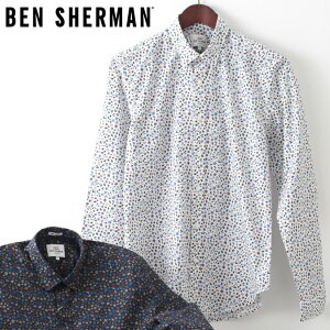 セール SALE ベンシャーマン メンズ 長袖シャツ 花柄シャツ フローラル Ben Sherman 20s 2色 オフホワイト ミッドナイト 花柄 フラワー スリムフィット ギフト トラッド