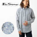 ベンシャーマン Ben Sherman 長袖シャツ フラワー フローラル 小花柄 2025ss 新作 アイボリー MOD FIT ボタンダウン オーガニック コ...