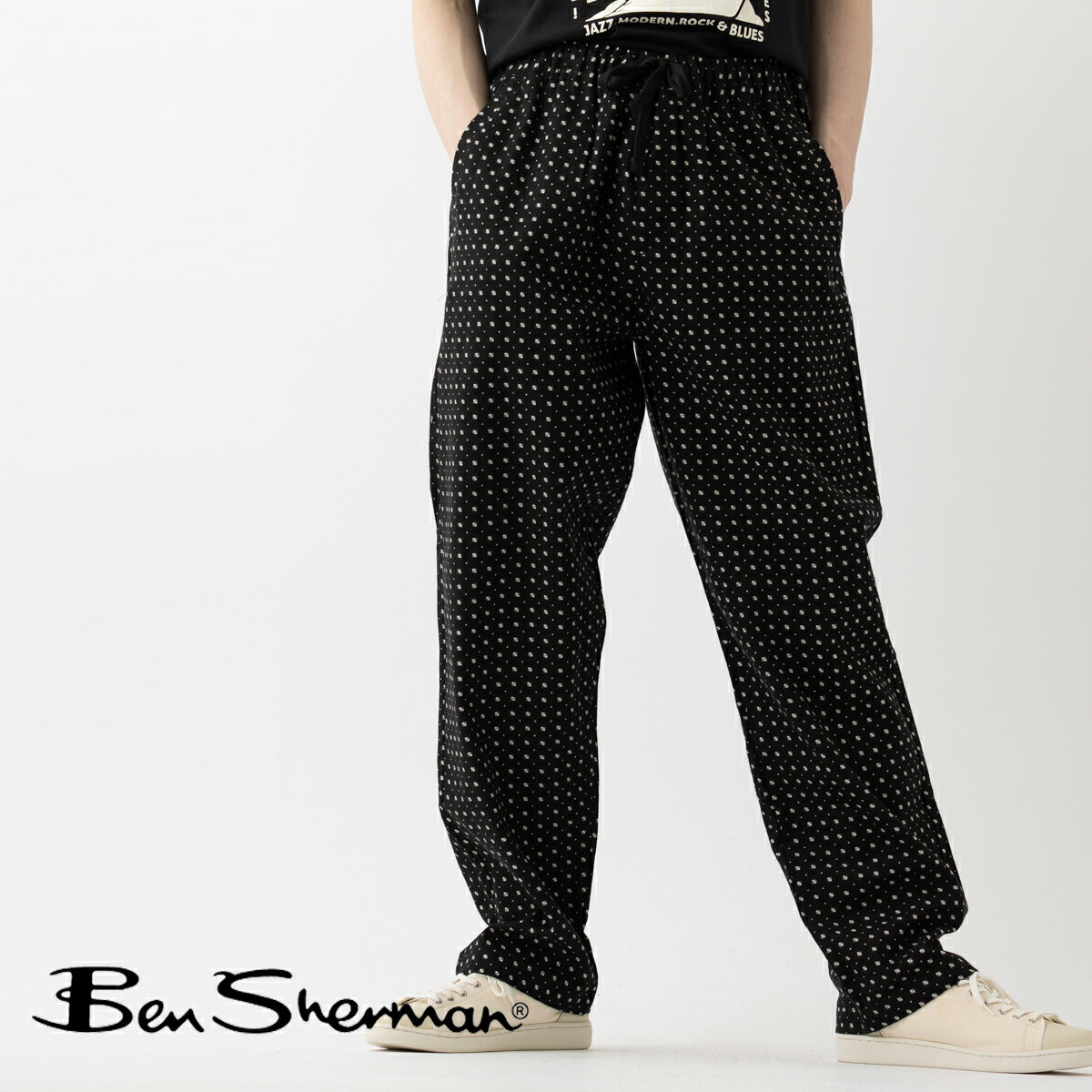 Rakuten - ベンシャーマン Ben Sherman モノプリント トラウザー パンツ 2026SS 新作 ブラック REGULAR FIT 起毛素材 リラックス ユニセックス レトロ プレゼント ギフト