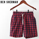 訳あり ベンシャーマン メンズ 海パン 水着 スイムショーツ ギンガムチェック Ben Sherman レターボックスレッド モッズ ギフト アウトレット トラ...