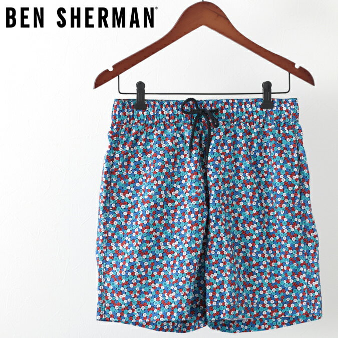 ベンシャーマン メンズ 海パン 海水パンツ 水着 スイムショーツ デジタルボタン Ben Sherman ミディバルブルー モッズ ギフト トラッド