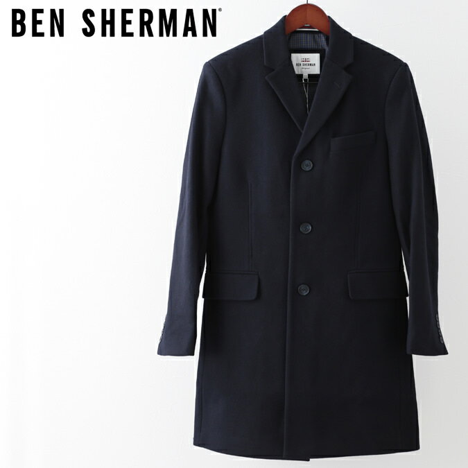 ベンシャーマン Ben Sherman テイラードコート チェスターコート ウール ロングコート ダークネイビー メンズ ギフト トラッド クリスマス