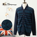 ベンシャーマン Ben Sherman ショールカラーカーディガン ネイビーブレザー フェアアイル柄 長袖 セーター ニット ウール混 厚手 メンズ 男性 プレ...