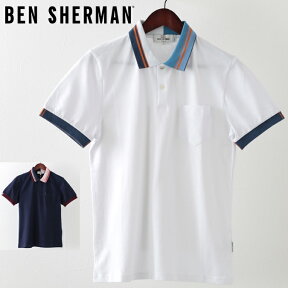 ベンシャーマン メンズ ポロシャツ ポロ Ben Sherman ピケ 鹿の子 ティップライン 2色 ホワイト ネイビー ギフト トラッド