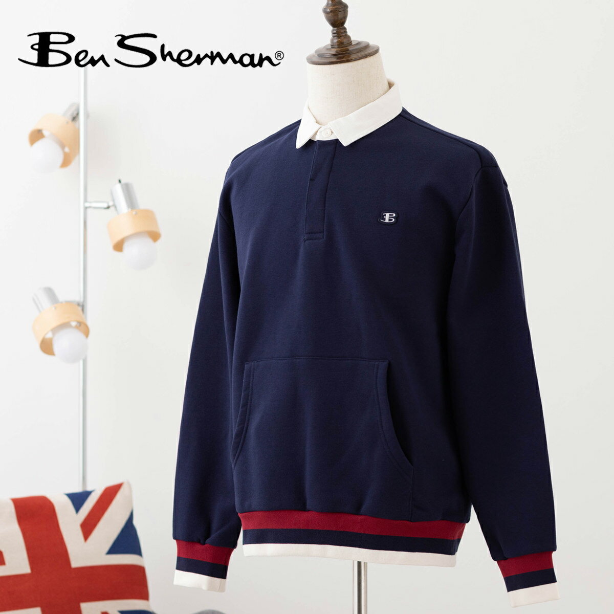 Ben Sherman ベンシャーマン ラグビーポロトレーナー スウェット マリン リラックスフィット スポーティー トップス メンズ プレゼント ギフト