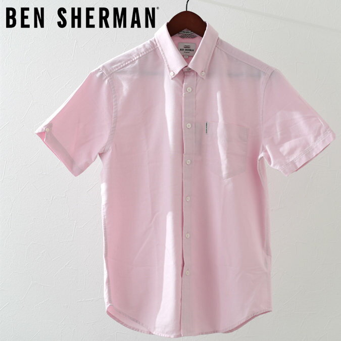 ベンシャーマン メンズ 半袖シャツ コア オックスフォード Ben Sherman プレーン クラシックピンク レギュラーフィット ギフト トラッド