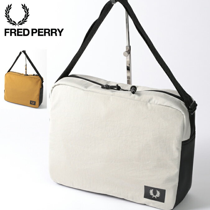 フレッドペリー メンズ ショルダーバッグ ナイロンキャンバス Fred Perry 36×29cm ユニセックス 男女兼用 2色 アイボリー キャメル レディース ギフト 正規販売店 トラッド