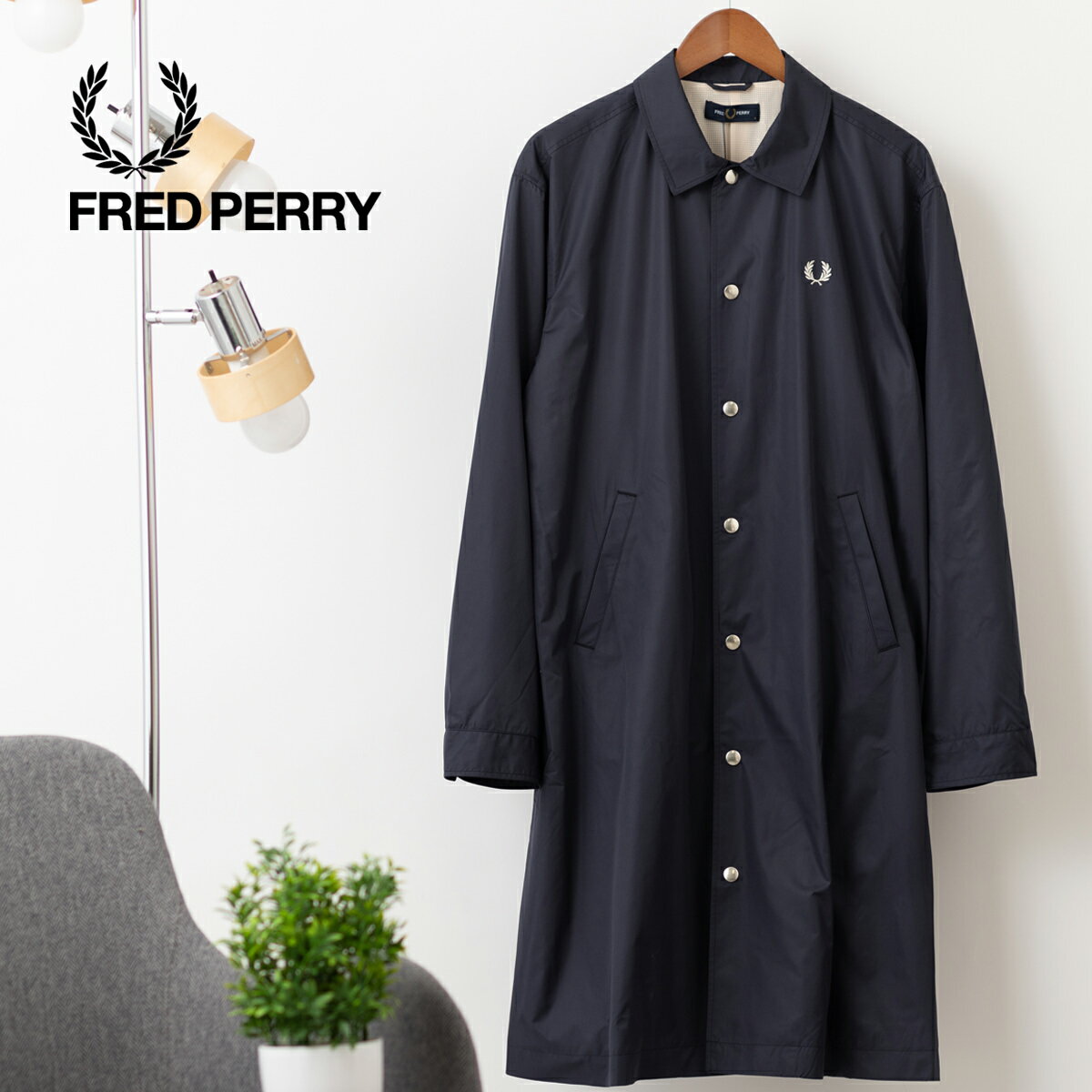 フレッドペリー ジャケット メンズ フレッドペリー メンズ アウター ロングコーチジャケット コート Fred Perry ダークグラファイト ポリエステルタフタ 撥水性 メッシュ シンプル 正規販売店 ギフト トラッド