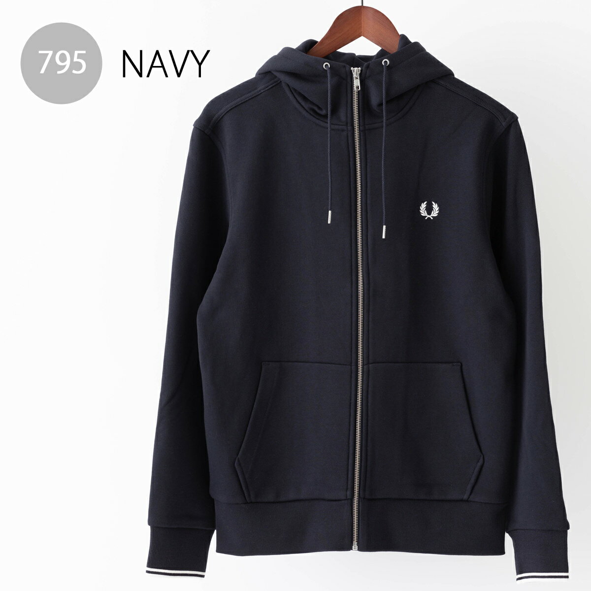 SALE セール フレッドペリー メンズ 正規販売店 ハイネック ジップスルースウェットフーディー コットンブレンド ループバック素材 Fred Perry ブラック ネイビー グリーン エクリュ スチール グリーン ティップライン ローレルリース
