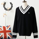 フレッドペリー ティップライン Vネックセーター Vネック ニット Fred Perry ストライプ ブラック 正規販売店 プルオーバー メンズ レディース ユニセックス ギフト トラッド