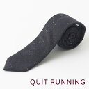 英国ウールネクタイ ハンドメイドツイード Quit Running ウールタイ ウール 英国ブランド 無地 ダークグレー ブラック 男性 クイトランニング ビジ...