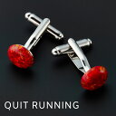 SALE セール 英国ブランド カフス ベロ オパール カフリンクス Quit Running ステンレス 男性 クイトランニング シルバー レッド ギフト 祝い 卒業式 メンズ シンプル トラッド