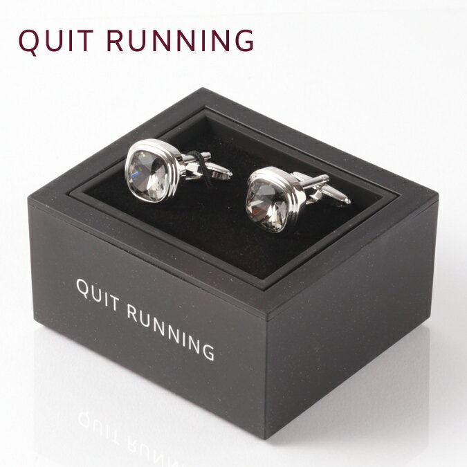 英国ブランドカフス カフリンクス Quit Running ステンレス 男性 クイトランニング シルバー ラインストーン グレー ギフト 祝い 卒業式 メンズ ...