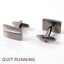 英国ブランドカフス カフリンクス Quit Running ステンレス 男性 クイトランニング メタリックグレー シェル スクエア ギフト 祝い 卒業式 メンズ...