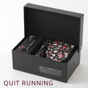 英国ブランドメンズギフト4点フルセット Quit Running ブラック フローラル ネクタイ ポケットチーフ ナロータイクリップ カフス ステンレス ネクタ...