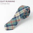 コットンネクタイ ナロータイ Quit Running ブルー タータン チェック ハンドメイド クイトランニング メンズ コットン 英国ブランド ロック 個性...
