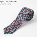 コットンネクタイ ナロータイ Quit Running パープル ペイズリー ハンドメイド クイトランニング メンズ コットン 英国ブランド ロック 個性的 男...