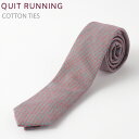 コットンネクタイ ナロータイ Quit Running レッドブルー ハウンドトゥース ハンドメイド クイトランニング メンズ コットン 英国ブランド ロック ...