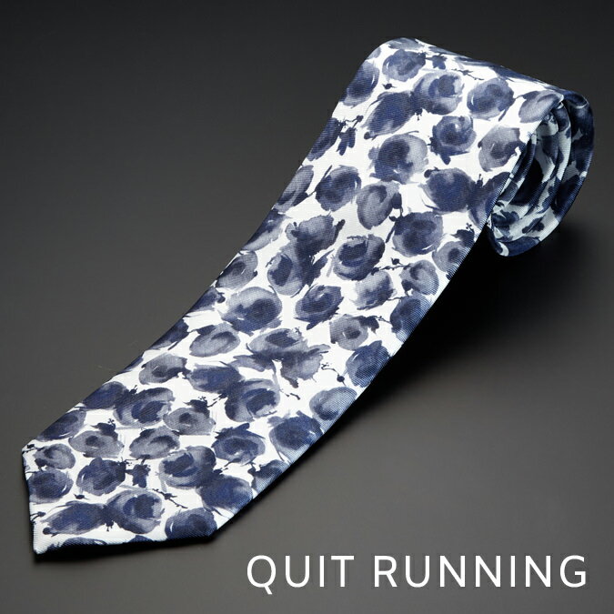 セール SALE イタリア製シルクネクタイ Quit Running ピュアシルク100％ MADE IN ITALY フローラル パターン INK インク 紺 ネイビー navy 英国ブランド 男性 ギフト 祝い 卒業式 スーツ フォーマル トラッド