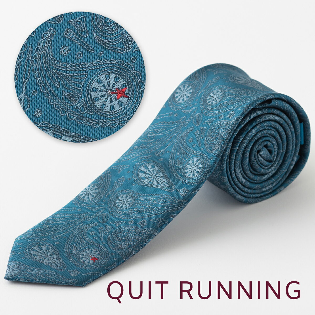 ダーツが好きな方へ ホビーネクタイ ナロータイ ダーツ デザイン 刺繍 ブルーグリーン ペイズリー CHIL..