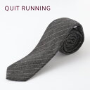 英国ウールネクタイ ハンドメイドツイード Quit Running ウールタイ 英国ブランド チャコール 男性 クイトランニング ギフト BOX付 ハンドメイド...